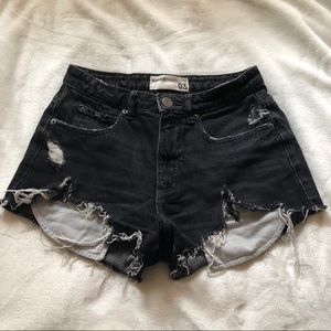 dark wash denim shorts garage